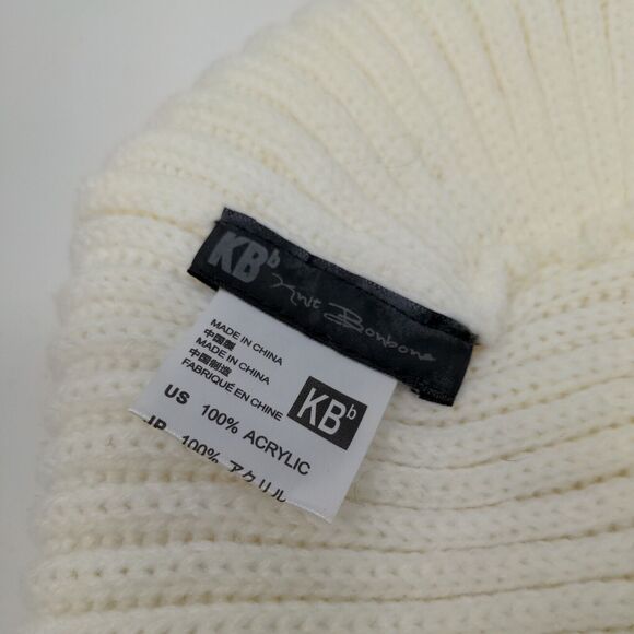 Knit Bonbons Soft Womens Hat Cream 100% Acrylic Knotted Cap Logo - Picture 10 of 10